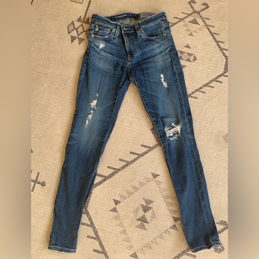 AG Ag-Ed Denim The Legging Ankle Super Skinny Distressed Jeans